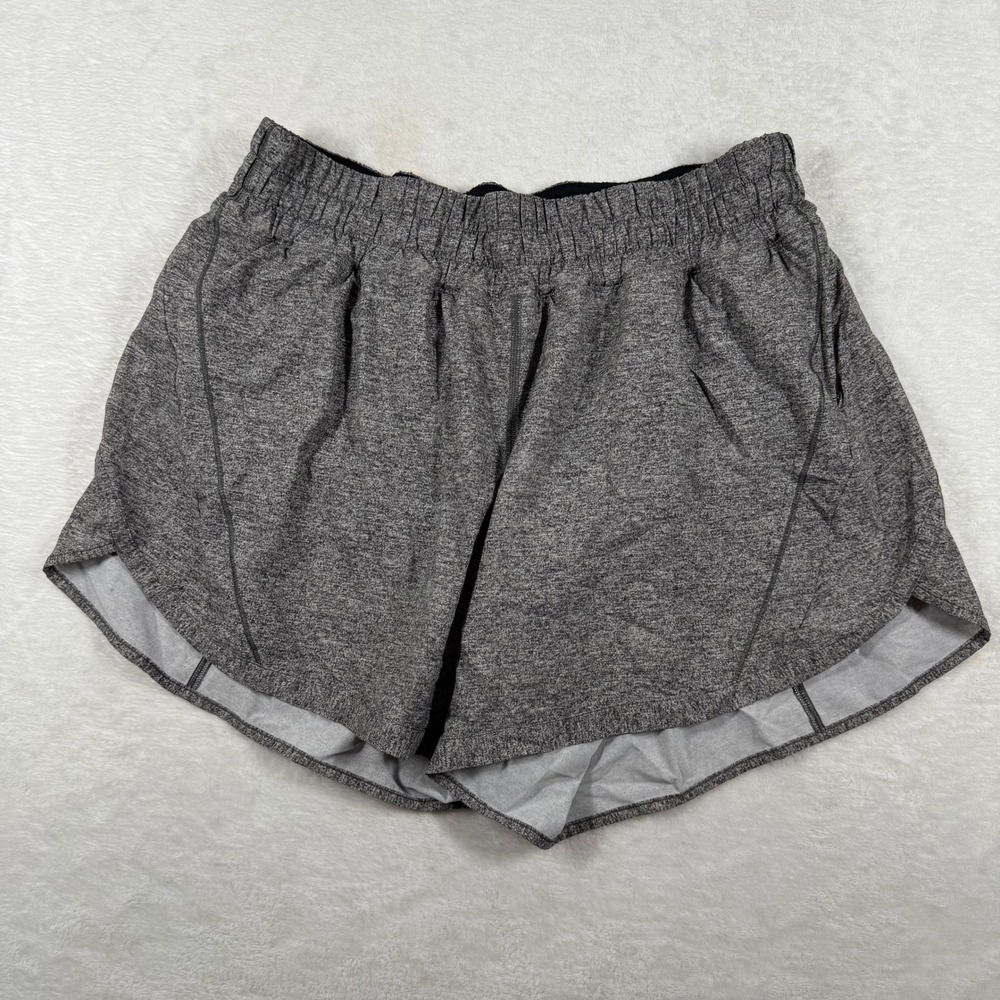 Lululemon Tracker Short V Heathered Black Gray Athletic Running Shorts Size 12